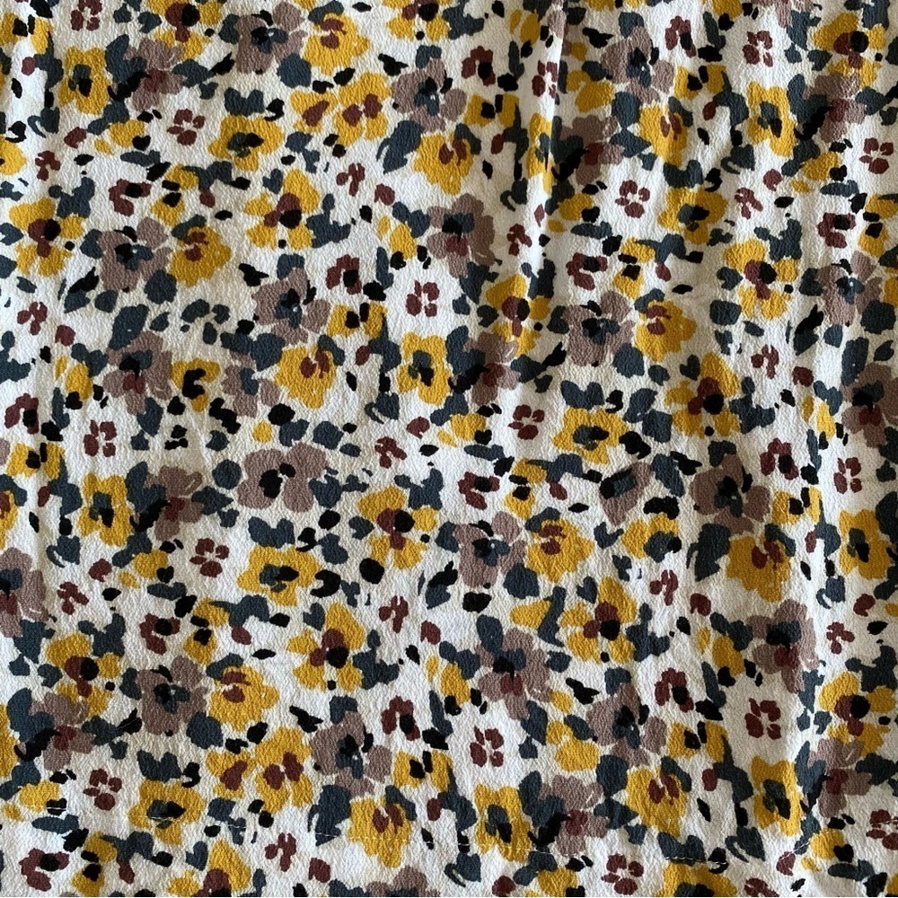 Loft V Neck Floral Long Sleeve Blouse Fall Work Top Yellow White Purple Madewell - Picture 5 of 8